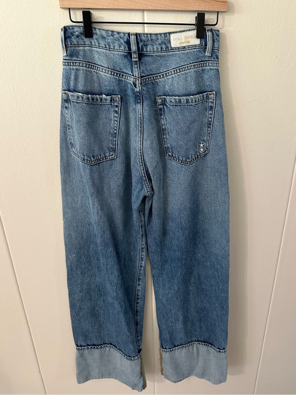 Icon Denim Mid Rise Wide Leg Cuffed Kiki Jean in Smoke Blue - Picture 3 of 5